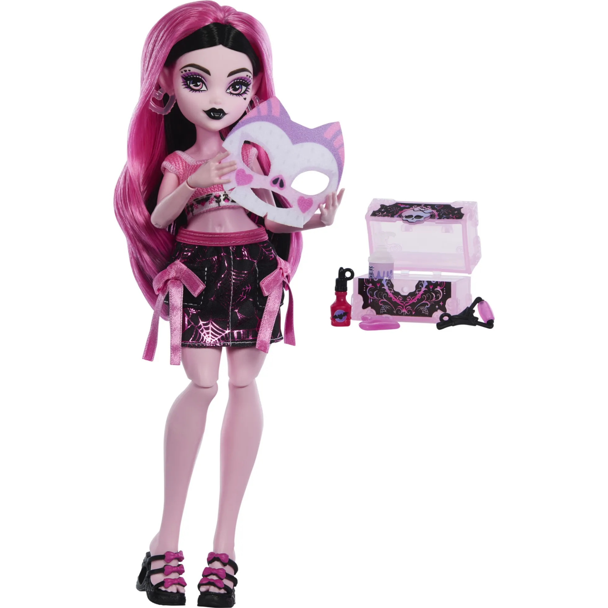 Monster High Self-Scare Secrets Draculaura dukke - 13 tilbehørs dele - 30 cm