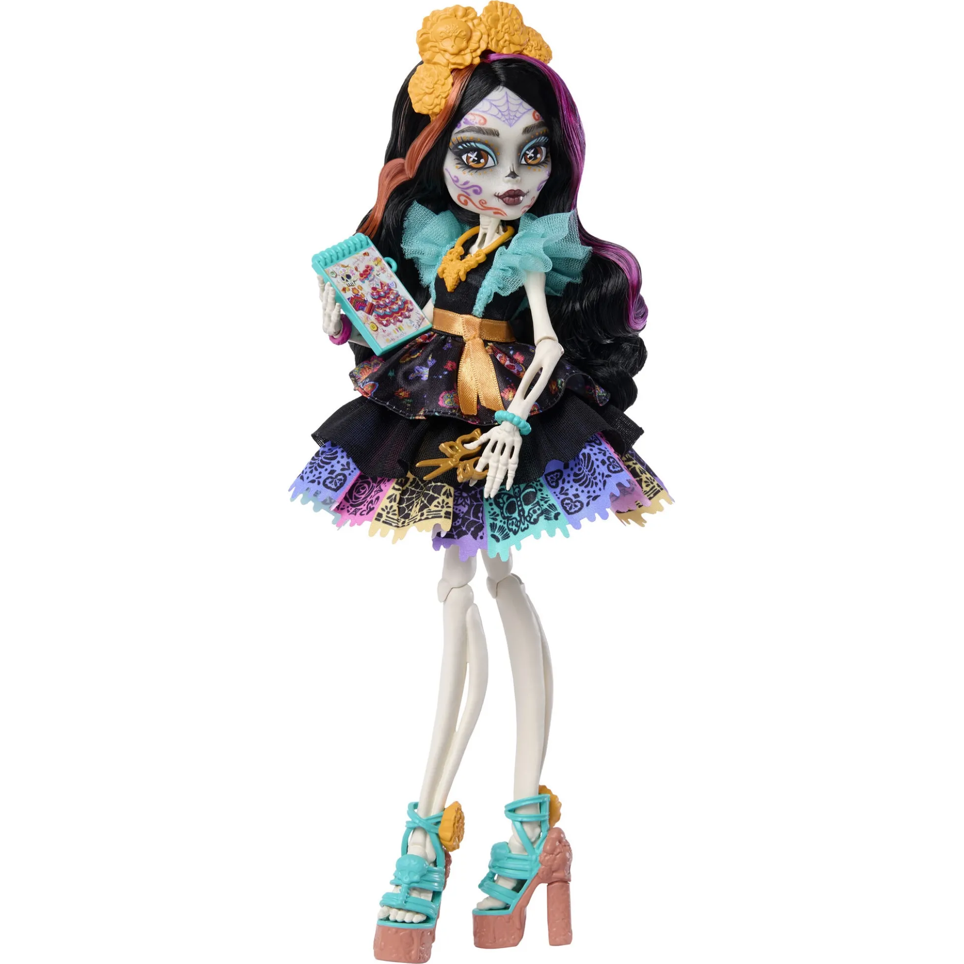 Monster High Skelita Calaveras basisdukke - 8 tilbehørs dele - 30 cm