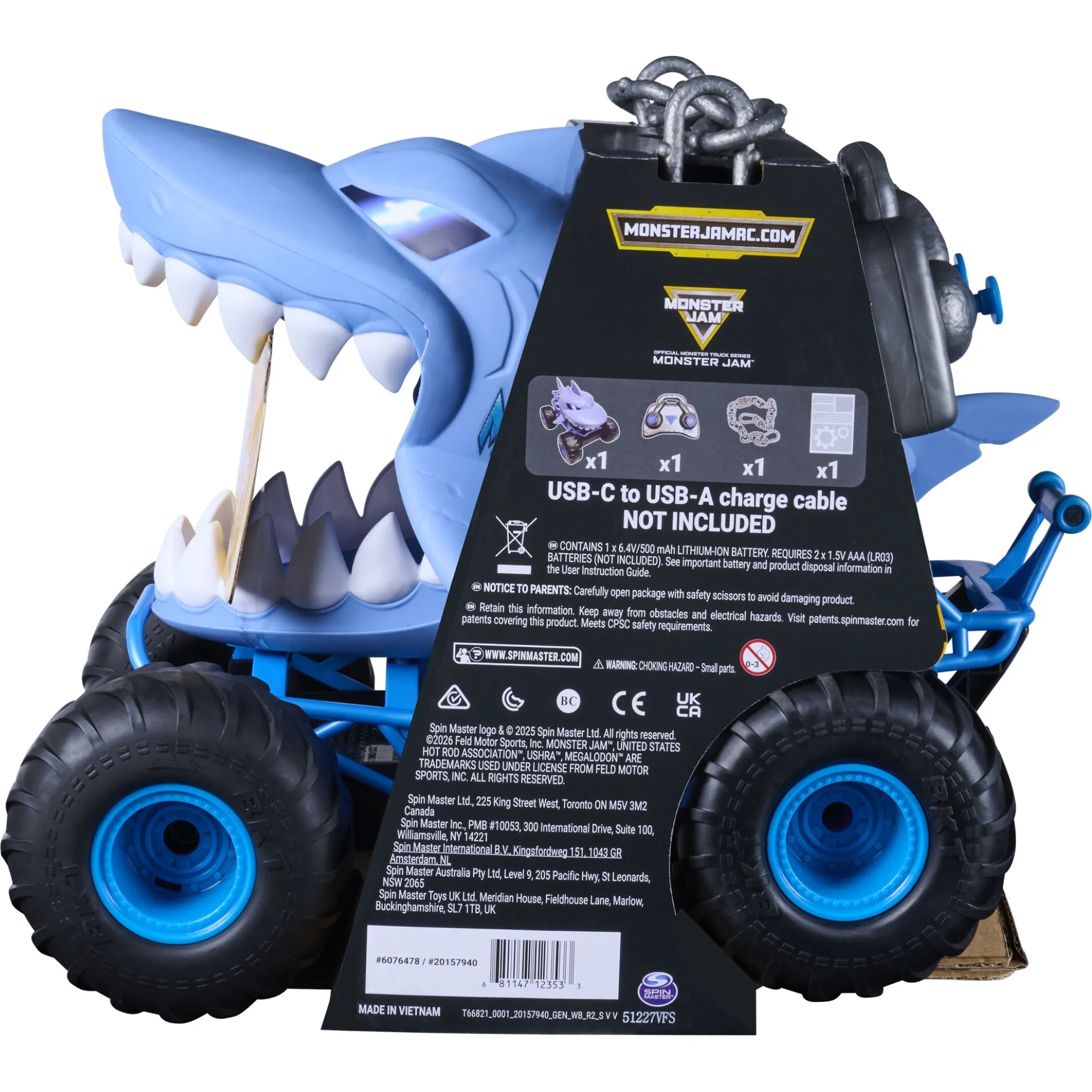 Monster Jam Chomping Megalodon fjernstyret mega monster truck - 1:15
