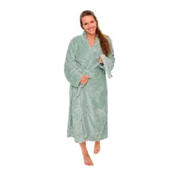 Morgenkåbe - Str. L/XL - Mint farvet - Coral fleece blød badekåbe - Borg Living