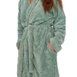Morgenkåbe - Str. L/XL - Mint farvet - Coral fleece blød badekåbe - Borg Living