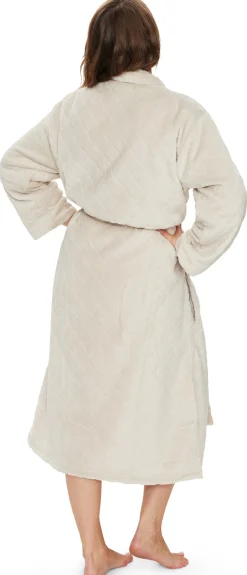 Morgenkåbe - Str. L/XL - Sand - Coral fleece blød badekåbe - Borg Living