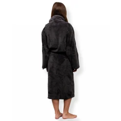 Morgenkåbe str. 12-14 år - 100% blød fleece børnekåbe - Mørkegrå