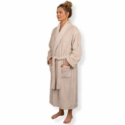 Morgenkåbe str. XXL/XXXL - 100% blød fleece - Sand
