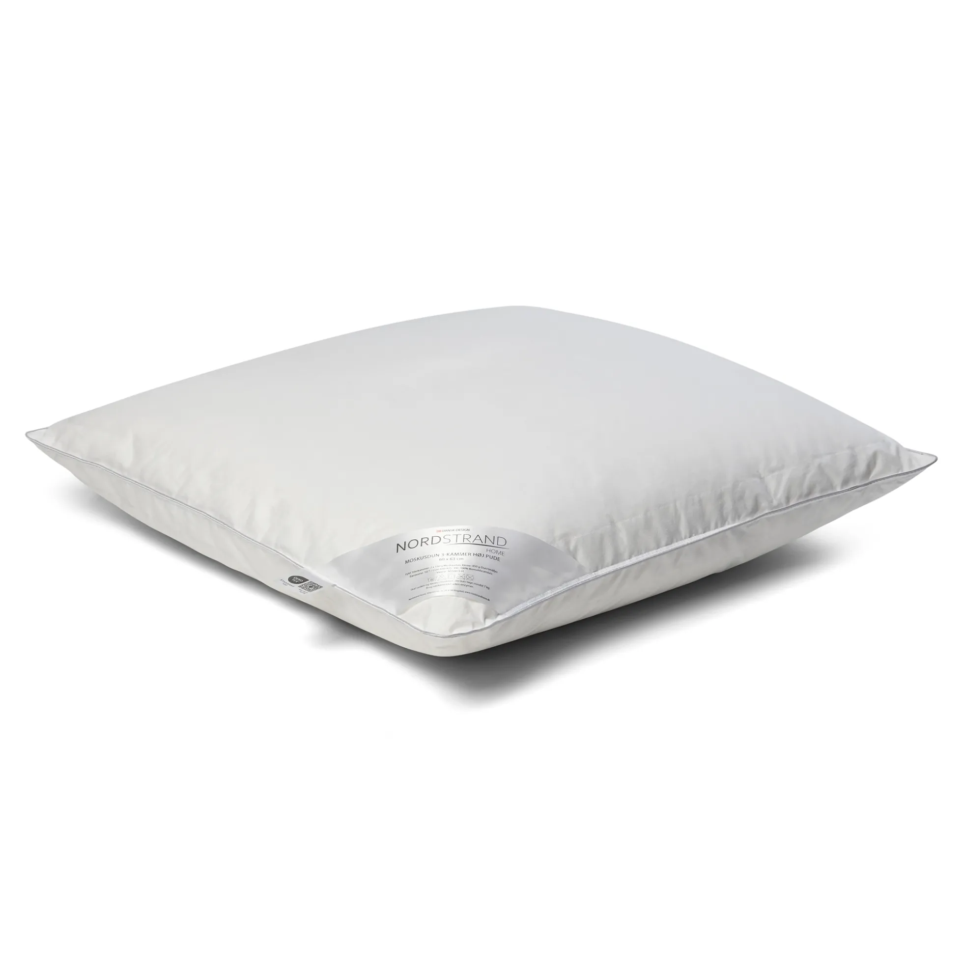 Moskusdun hovedpude - Høj pude - 3 kammer dunpude - 60x63 cm - Nordstrand Home moskusdunpude