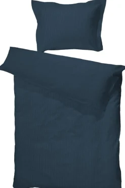 Mørkeblåt sengetøj - 100% egyptisk bomuldssatin - Baby sengetøj 70x100 cm - Turistripa - Smalle striber