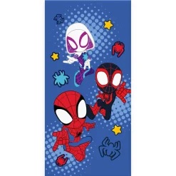 Mørkeblåt Spidey håndklæde - 70x140 cm - 100% bomuld - Blødt badehåndklæde med Spidey og hans fantastiske venner