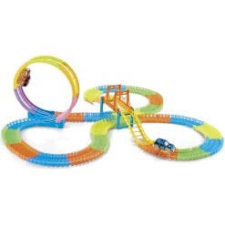 MultiTrack Glow selvlysende racerbane med loop og 2 lysende biler - 220 dele