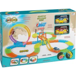 MultiTrack Glow selvlysende racerbane med loop og 2 lysende biler - 220 dele