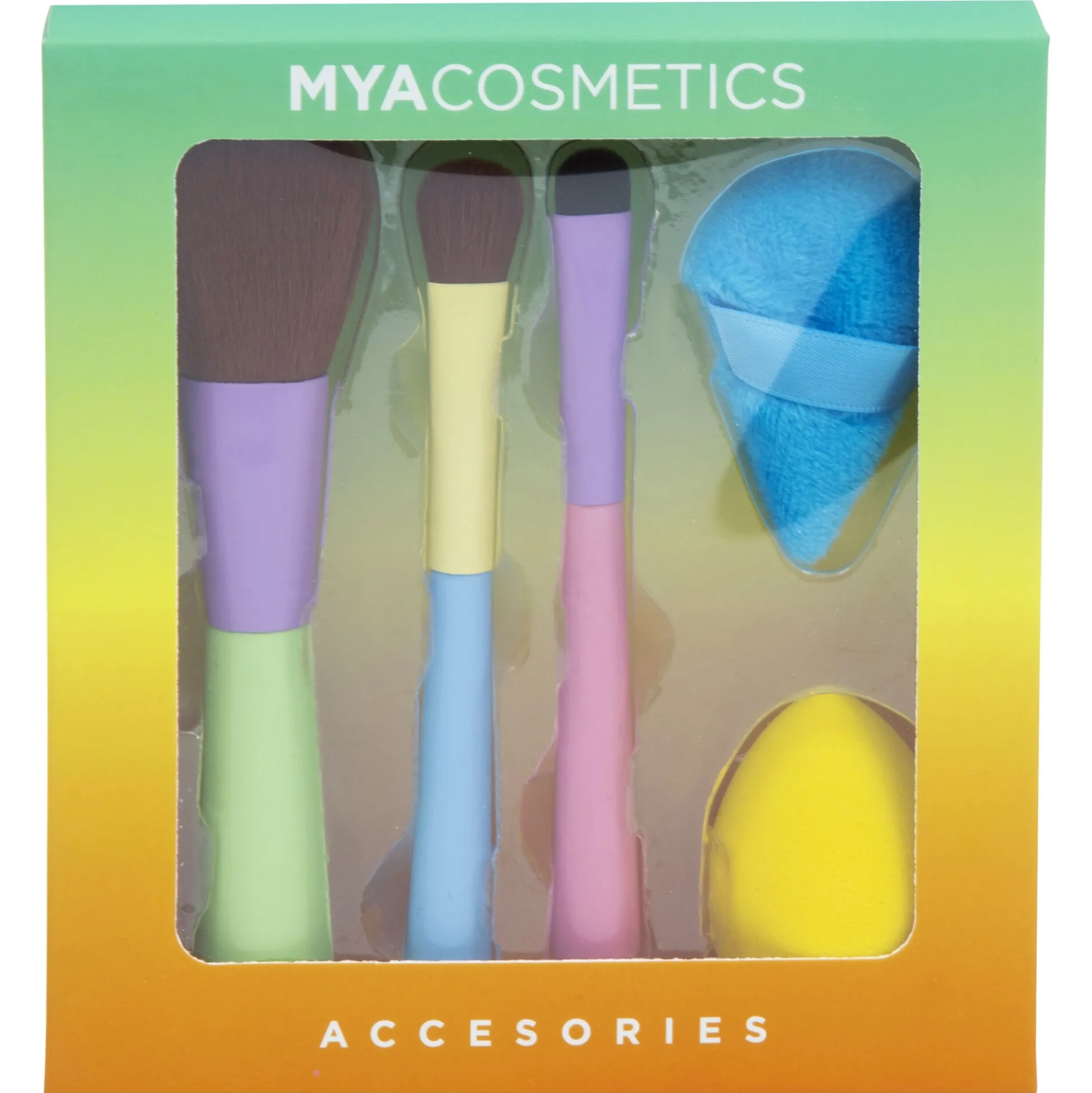 MYA makeup børstesæt med svamp og pudderpuf
