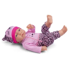 My Baby Liva babydukke til dukkeleg - lyserød leopard bukser - 41 cm