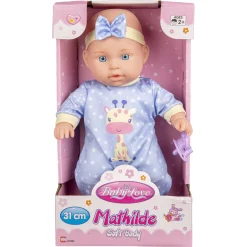 My Baby softbody dukke med sut - blå sparkedragt - 31 cm
