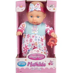 My Baby softbody dukke med sut - blomstret sparkedragt - 31 cm
