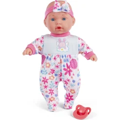 My Baby softbody dukke med sut - blomstret sparkedragt - 31 cm