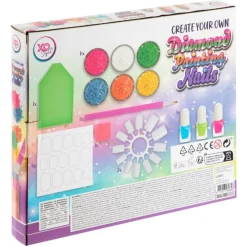 Neglesæt til børn med sten, neglelak og kunstige negle - Diamond art