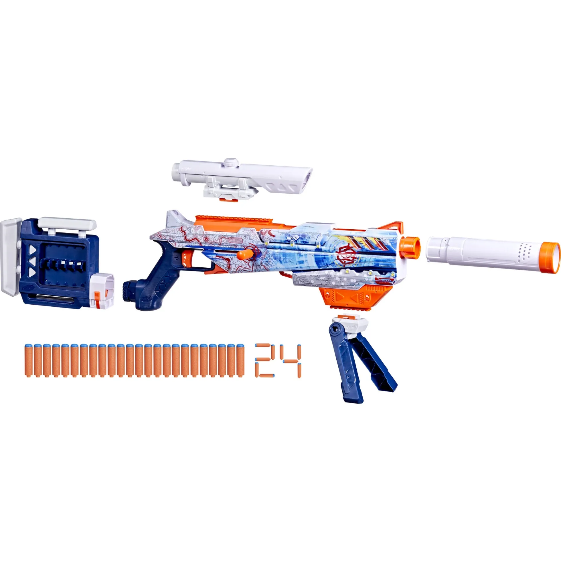 NERF LoadOut Arctic Zerostriker blaster gevær - inkl. 24. patroner