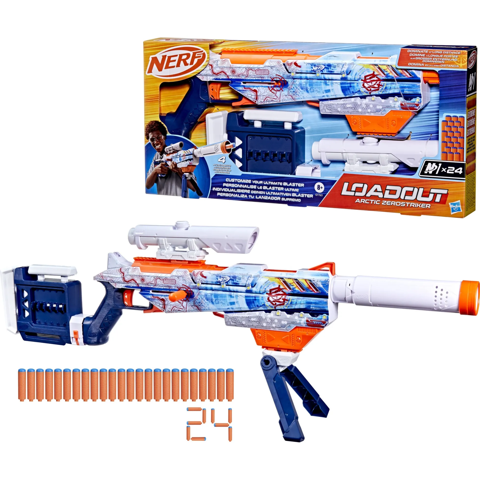 NERF LoadOut Arctic Zerostriker blaster gevær - inkl. 24. patroner