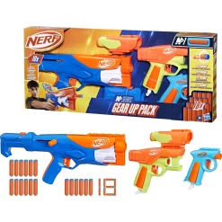 NERF N Series Gear Up Pack blaster våbensæt - 3 pistoler og 18 patroner