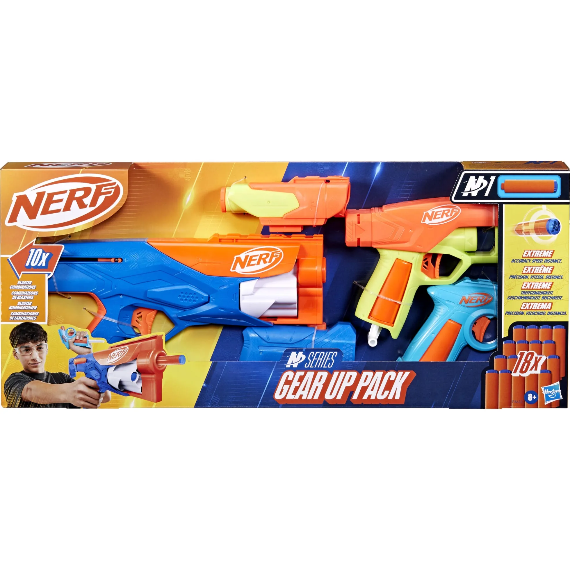 NERF N Series Gear Up Pack blaster våbensæt - 3 pistoler og 18 patroner