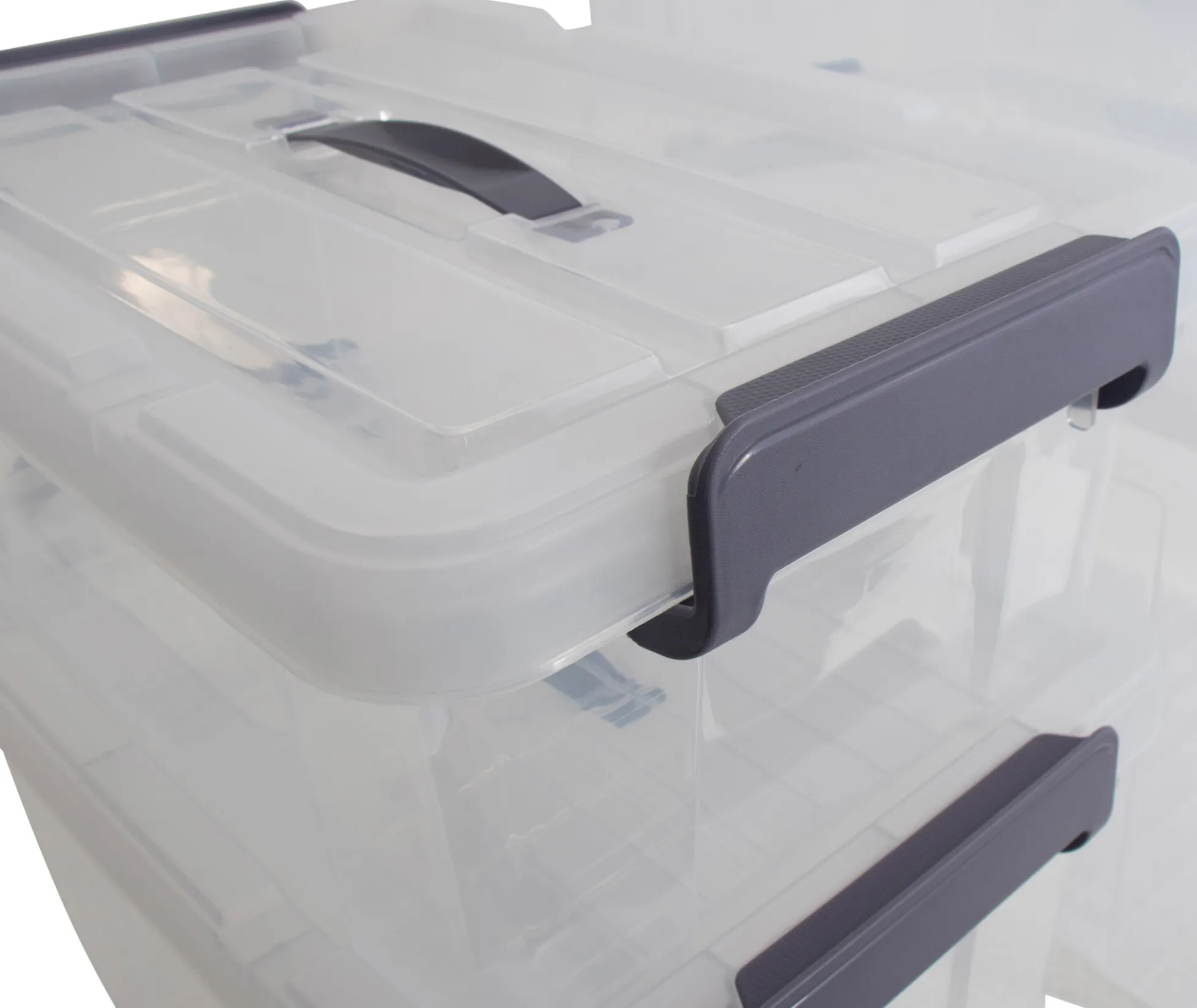 Opbevaringskasse - 35 Liter - Praktisk opbevaringsboks med tætsluttende låg - Transparent plastikkasse