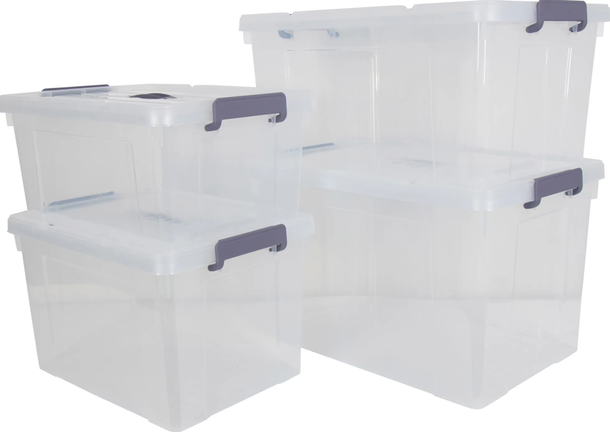 Opbevaringskasse - 35 Liter - Praktisk opbevaringsboks med tætsluttende låg - Transparent plastikkasse
