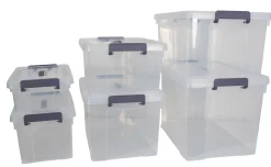 Opbevaringskasse - 35 Liter - Praktisk opbevaringsboks med tætsluttende låg - Transparent plastikkasse