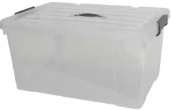 Opbevaringskasse - 35 Liter - Praktisk opbevaringsboks med tætsluttende låg - Transparent plastikkasse