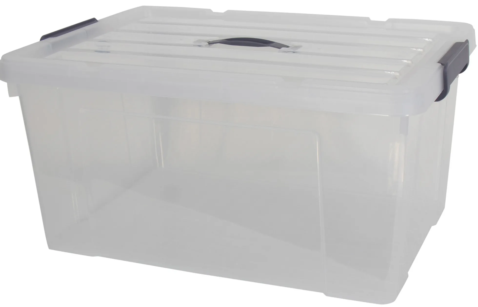 Opbevaringskasse - 35 Liter - Praktisk opbevaringsboks med tætsluttende låg - Transparent plastikkasse