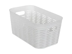 Opbevaringskurv - Hvid plastik kurv - 28x17x13 cm - Lille praktisk kurv til opbevaring