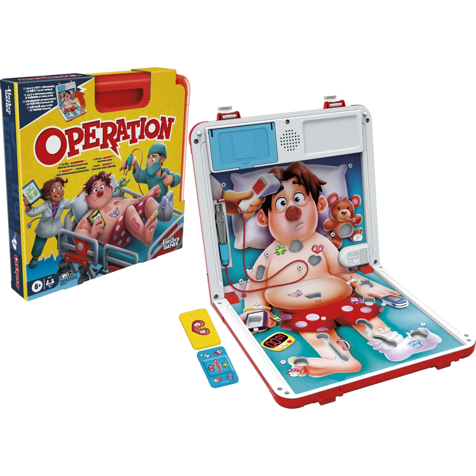 Operation brætspil med pincet, lys og lyd - 2-4 spillere - 52x26 cm