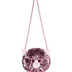 Paillet skuldertaske til børn - Pink kat