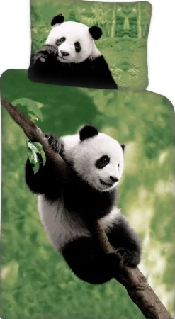 Panda sengetøj - 100% bomuld - Junior sengetøj 100x140 cm