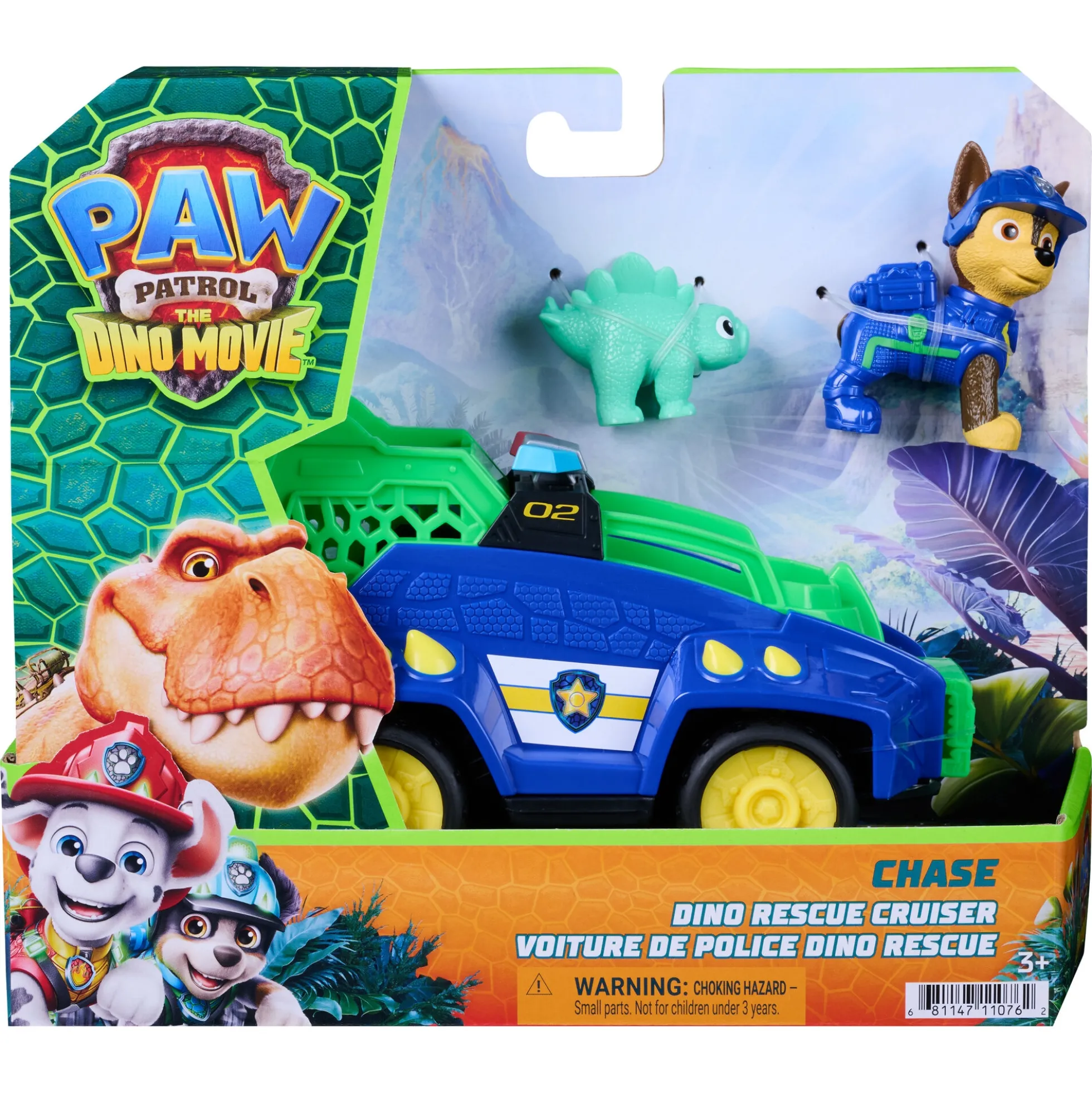 PAW Patrol Dino Filmen Chase dino-køretøj med figur - 15 cm
