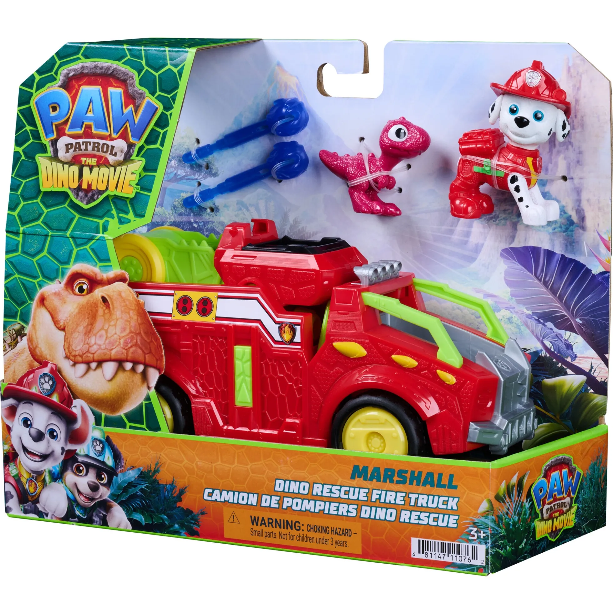 PAW Patrol Dino Filmen Marshall dino-køretøj med figur - 15 cm