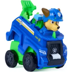 PAW Patrol Dino Filmen Pup Squad Jump Flip - Chase - 6 cm køretøj