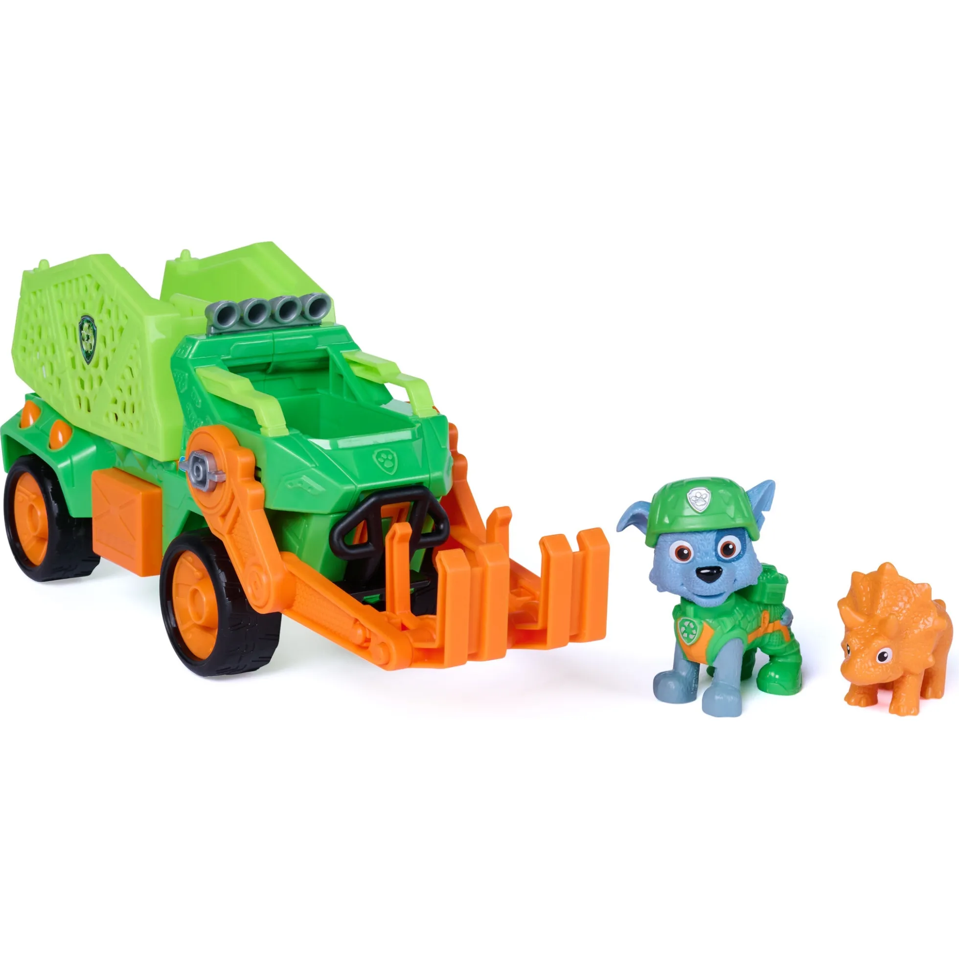 PAW Patrol Dino Filmen Rocky dino-køretøj med figur - 15 cm