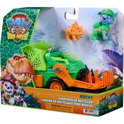 PAW Patrol Dino Filmen Rocky dino-køretøj med figur - 15 cm