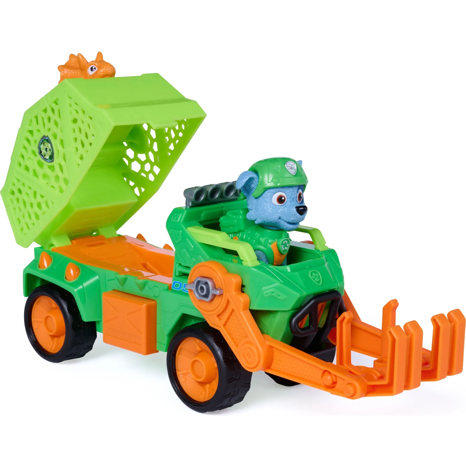 PAW Patrol Dino Filmen Rocky dino-køretøj med figur - 15 cm