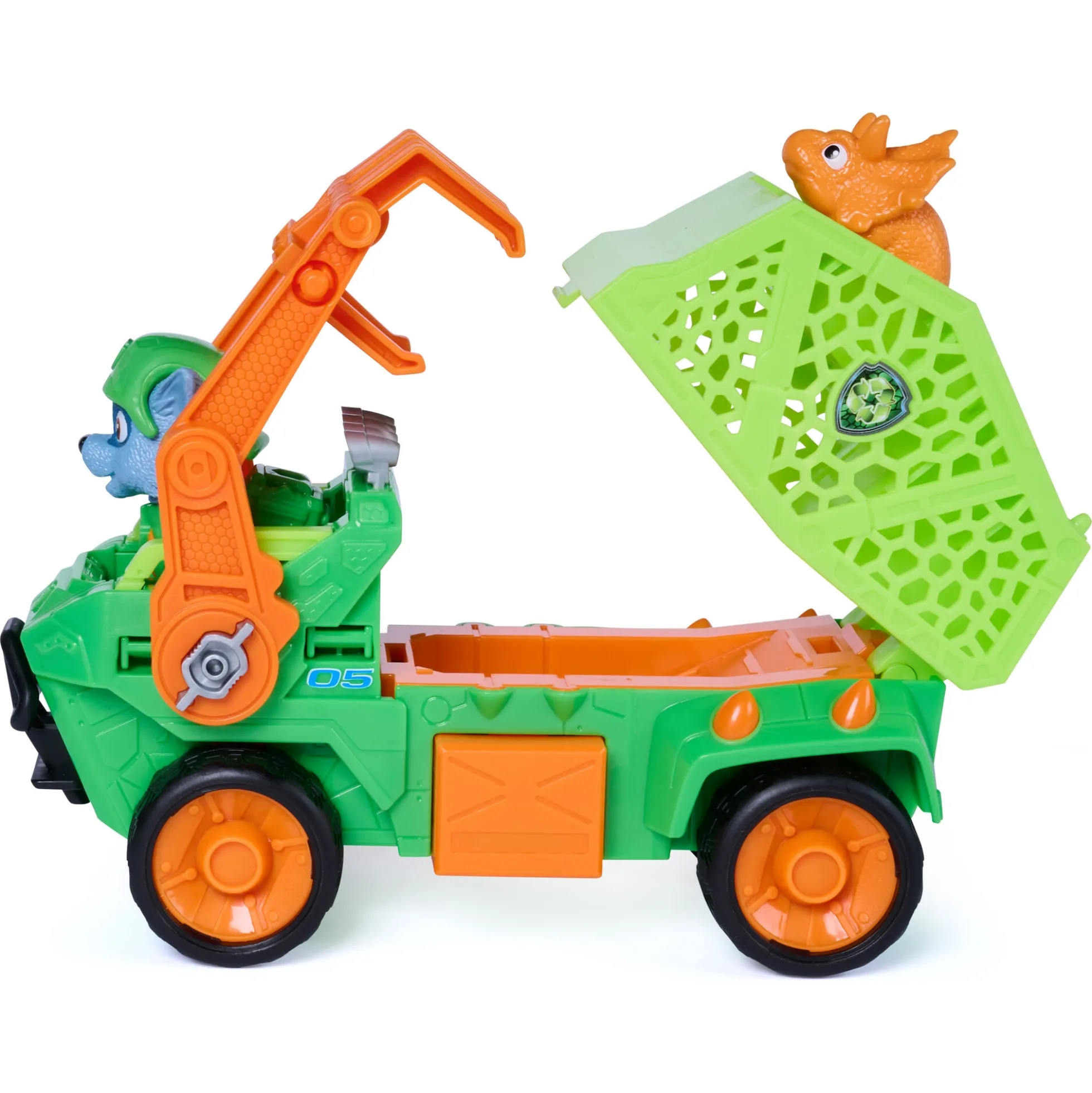 PAW Patrol Dino Filmen Rocky dino-køretøj med figur - 15 cm
