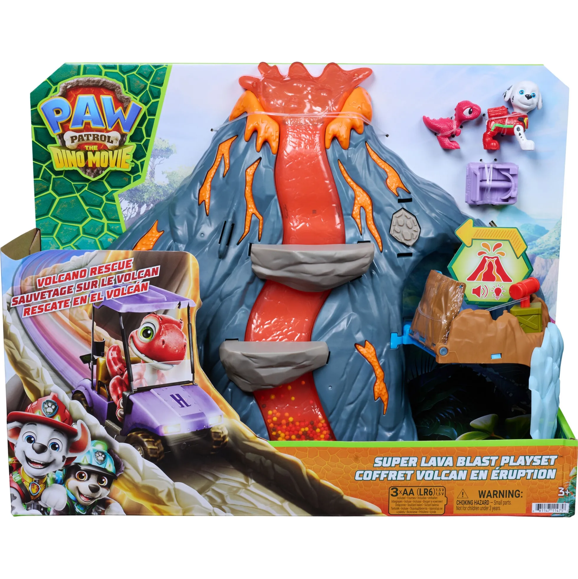 PAW Patrol Dino Filmen Super Lava Blast vulkan legesæt med tilbehør - 36x45x13 cm