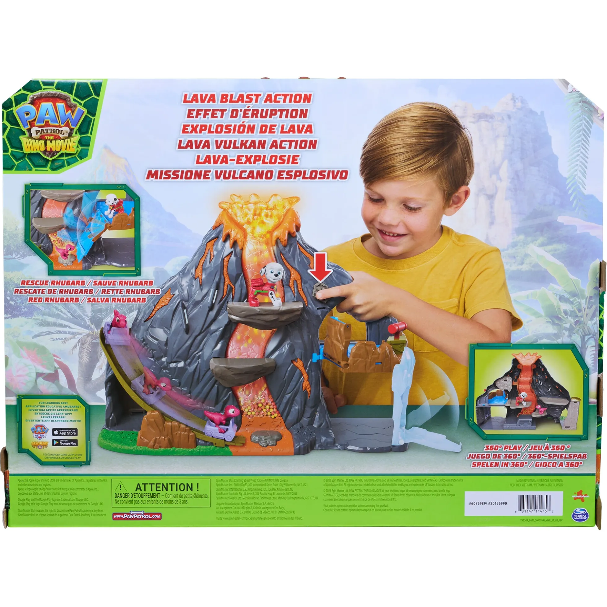 PAW Patrol Dino Filmen Super Lava Blast vulkan legesæt med tilbehør - 36x45x13 cm