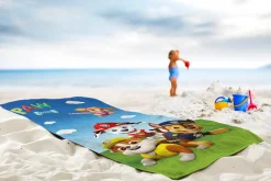 Paw Patrol håndklæde - 70x140 cm - 100% bomuld - Blødt badehåndklæde med Rubble, Skye, Chase og Marshall