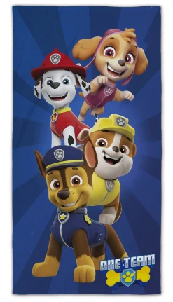 Paw Patrol håndklæde - 70x140 cm - One Team - 100% Bomuld - Blødt badehåndklæde med hvalpene