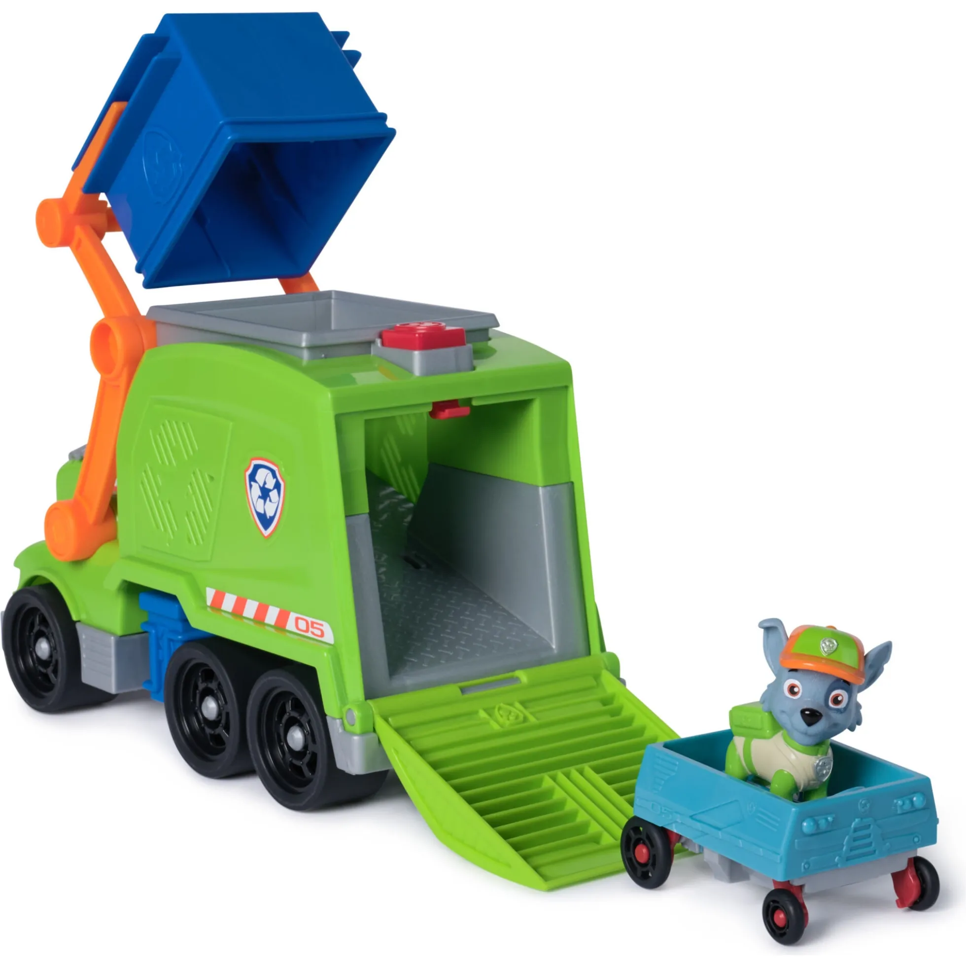 PAW Patrol Rocky Crush N' Roll skraldebil med figur - 35 cm