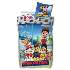 Paw Patrol sengetøj - 100% blødt bomuld - Børnesengetøj 140x200 cm - Roll with the Patrol