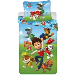 Paw Patrol sengetøj - 100% bomuld - Børnesengetøj 140x200 cm - Ryder og alle hvalpevennerne