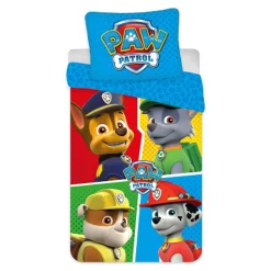 Paw Patrol sengetøj - 100% bomuld - Børnesengetøj 140x200 cm - Rubble, Chase, Marshall og Rocky