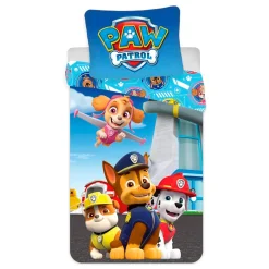Paw Patrol sengetøj - 100% bomuld - Børnesengetøj 140x200 cm - Hvalpe venner: Chase, Rubble, Skye og Marshall