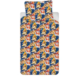 Paw Patrol sengetøj - 100% bomuld - Junior sengetøj 100x140 cm - Blå - Marshall, Chase og Rubble