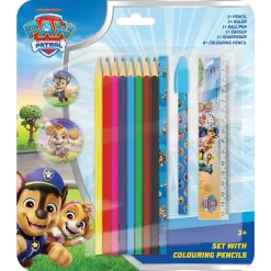 Paw Patrol skrivesæt - Blyanter, lineal, blyantspidser og viskelæder